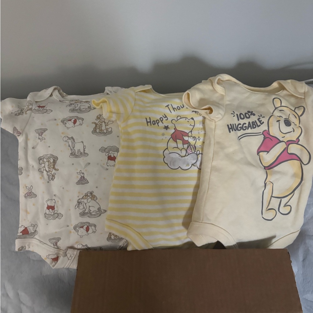 Disney Winnie the Pooh Baby One-Piece Set in Yellow, Cream, and White